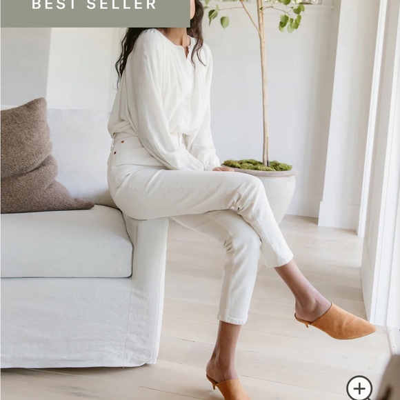 Jenni Kayne Walnut Color Oiled Leather Kitten Heeled Mules - Picture 7 of 16